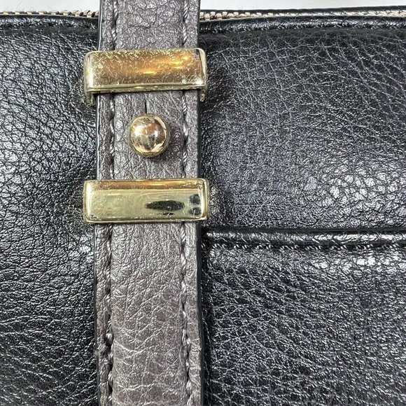 Liz Claiborne Kelsey Handbag Purse Mini Tote 7.5" Black & Grey Vegan Leather - Picture 10 of 16